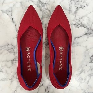 Rothy's The Point Classic Pointed Toe Ballet Flats Red Size 9